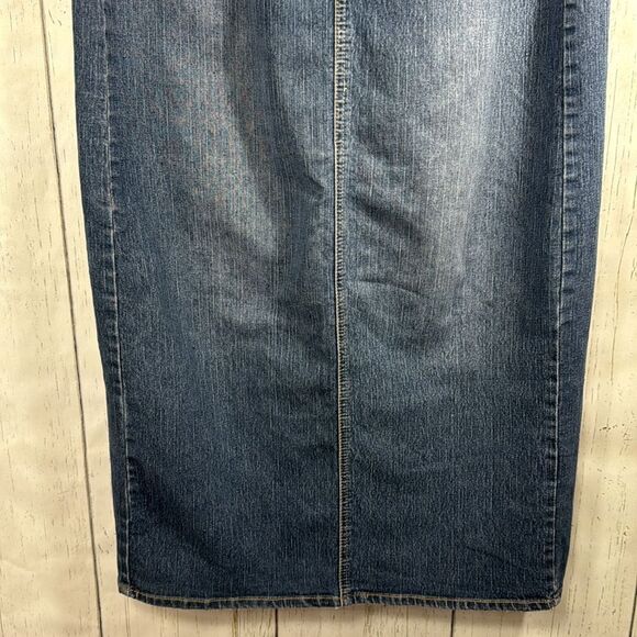 Vintage No Fuze Denim Maxi Skirt Western Turquoise Button Y2K Modest Boho Retro - Picture 9 of 16